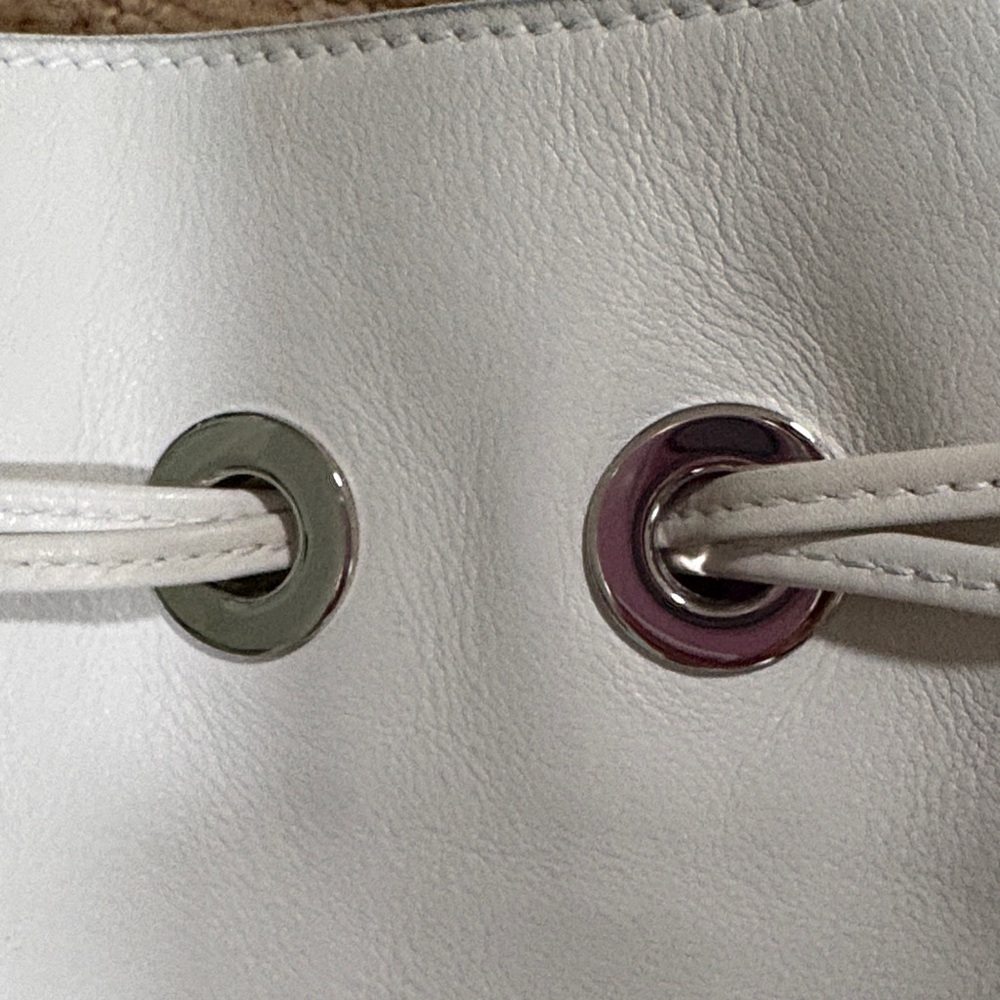 Gucci White Leather Drawstring Shoulder Bag with Bamboo Handle-Bag new - Picture 9 of 16